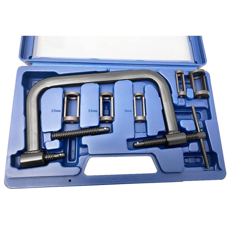Pit Posse PP2563 Valve Spring Compressor Tool Set w/Carry Case - Valve Spring Removal for Motorcycle ATV Car Automotive Small Engine Cylinder Heads - C-Clamp and 5pc Adapters 16mm 19mm 23mm 25mm 30mm - Image 1